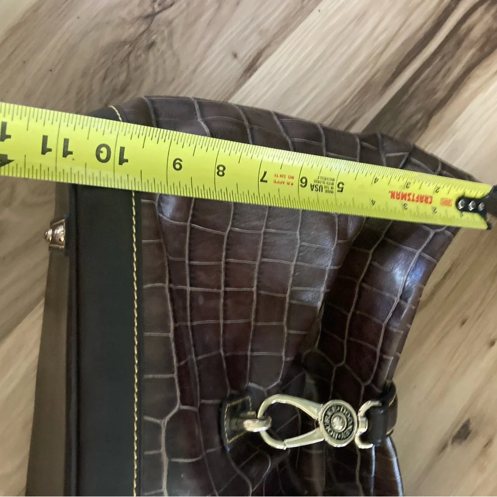 Dooney & Bourke Brown Croco Embossed Leather Logo Lock Hobo Bag Retail $339